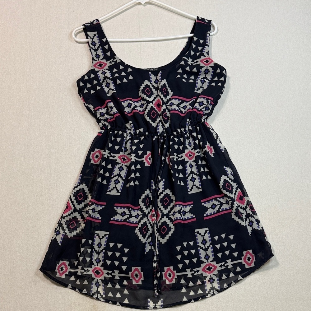 BeBop Black and Pink Geometric Mini Dress